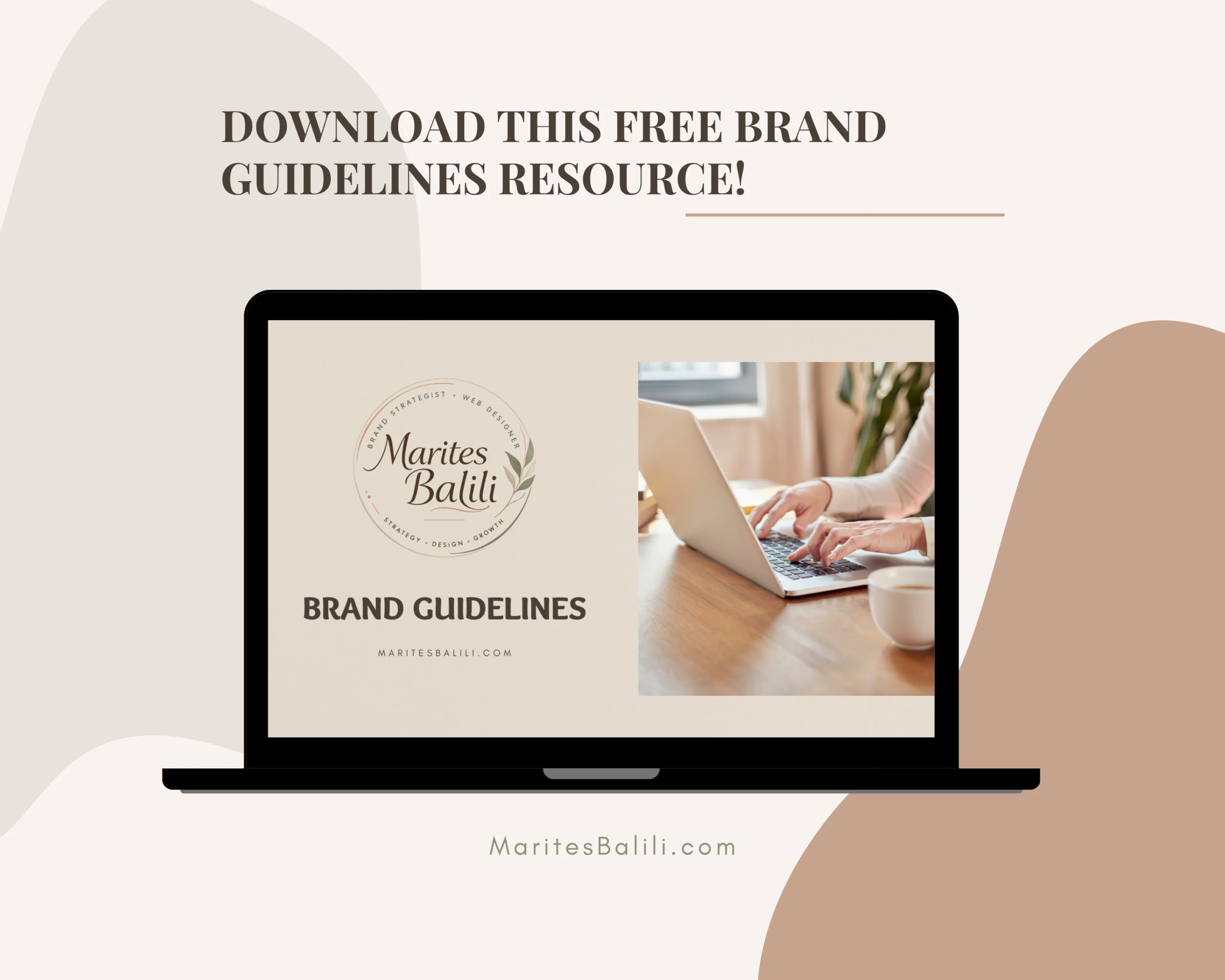 Minimalist brand guidelines for a women-led wellness brand displayed on a laptop