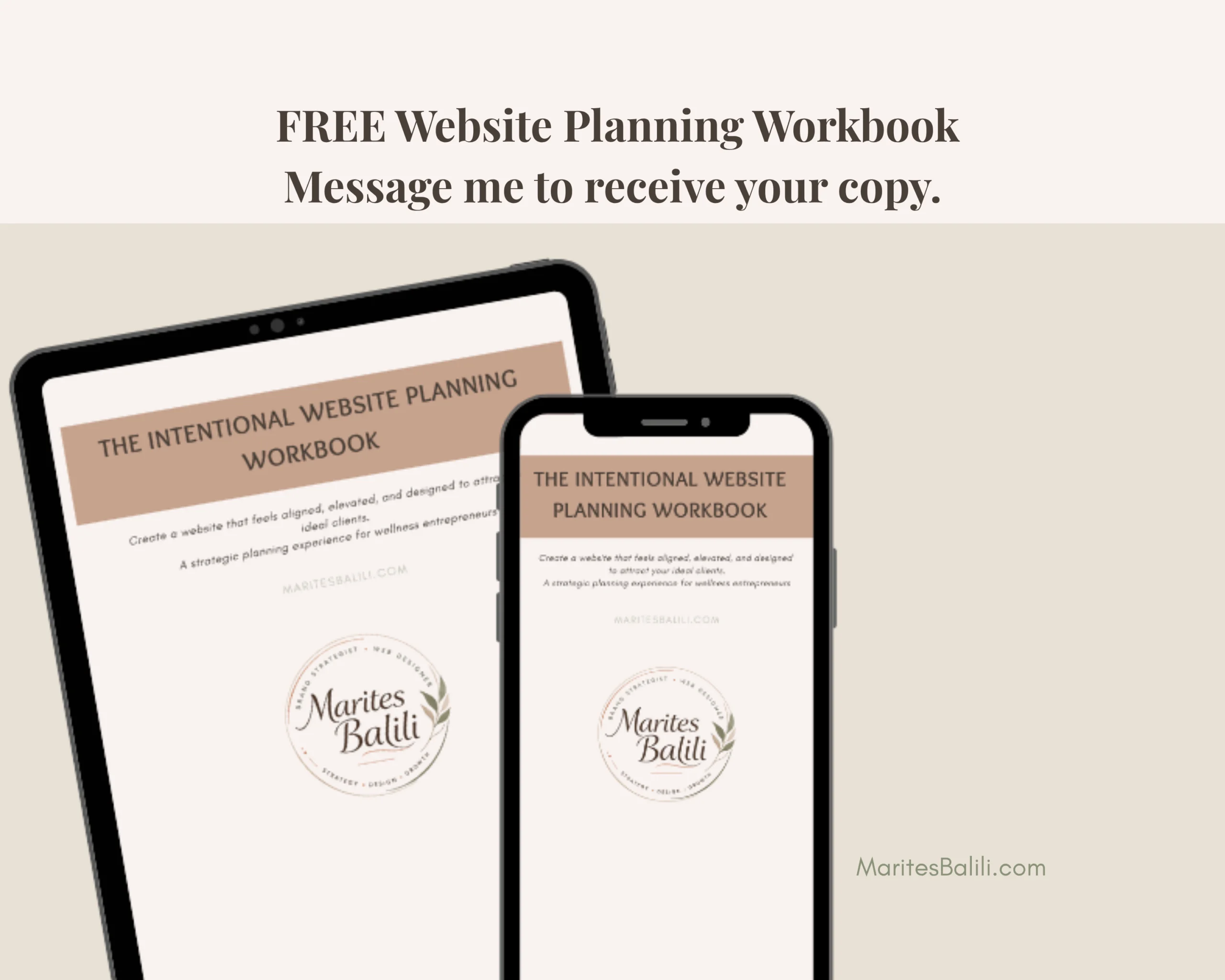 Website Planning Workbook digital lead magnet displayed on tablet and mobile devices